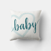 ベビーハート | ティール（緑がかった色）ダークミッドナイトグリーンフローリッシュ クッション (裏面)