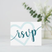 ベビーハート | ティール（緑がかった色）ダークミッドナイトグリーンフローリッシュ ポストカード (スタンド正面)