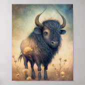 ベビーバイソンアフリカ動物 |バイソンウォールプリント ポスター (正面)