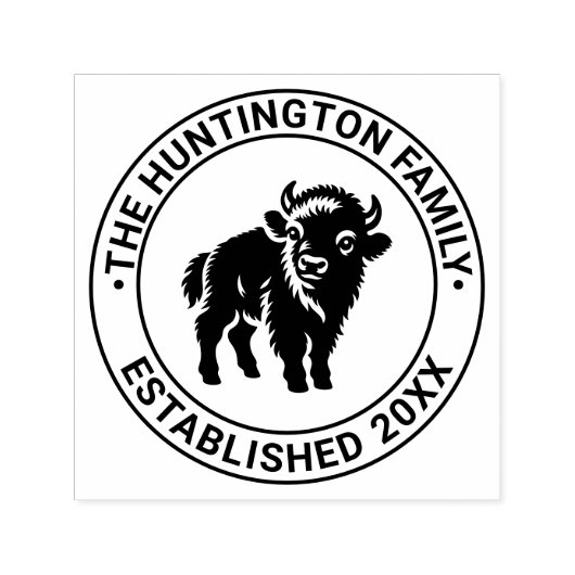 ベビーバイソンスタンディングファミリー名日付開始 セルフインキングスタンプ (デザイン)