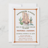 ベビーバイソンバッファローウエスタンランドスケープベビーシャワー 招待状 (正面)