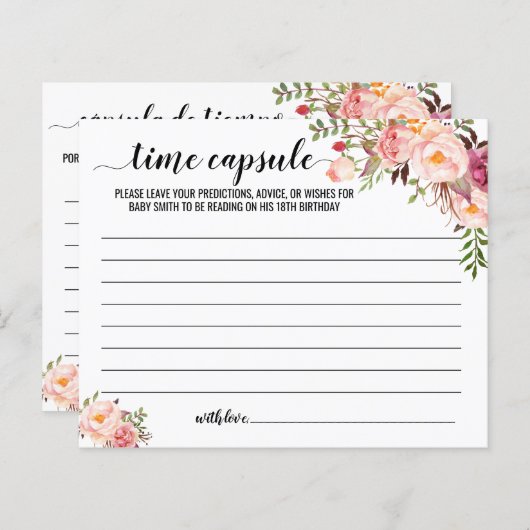 ベビーバイリンガルカード用ピンクタイムカプセルアドバイス (正面/裏面)