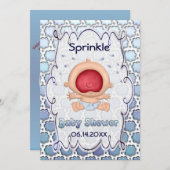 ベビーバウリングスおもしろいプリングベビーシャワー 招待状 (正面/裏面)