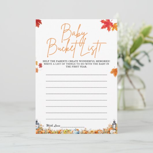 ベビーバケットリスト赤ちゃんシャワーゲームかわいいクマ 招待状 (スタンド正面)