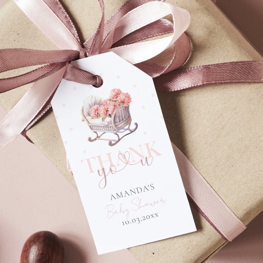 ベビーバスケットフローラエレガントベビーシャワー ギフトタグ