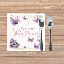 ベビーバタフライパープル金ゴールドベビーシャワーパーティー