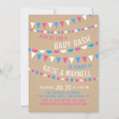 ベビーバッシュピンクブルーシャワー 招待状 (正面)