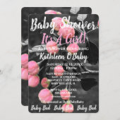 ベビーバド写真ベビーガールシャワー招待状 招待状 (正面/裏面)