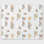 ベビーバニーとバルーン ラッピングペーパー (フラット)