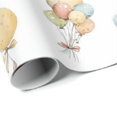 ベビーバニーとバルーン ラッピングペーパー (ロールコーナー)