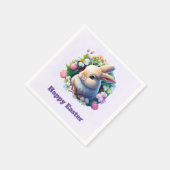 ベビーバニーの間のカラフル春の花イースター スタンダードカクテルナプキン (角)