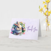 ベビーバニーカラフル春の花ありがとう カード (黄色い花)