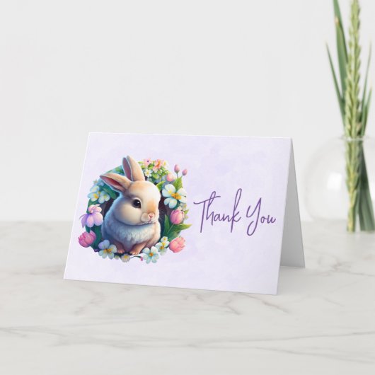 ベビーバニーカラフル春の花ありがとう カード (正面)