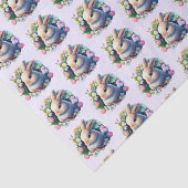 ベビーバニーカラフル春の花パターン（の模様が）ある 薄葉紙 (詳細)