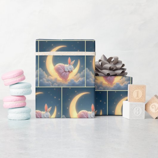 ベビーバニークレセントムーンに眠る ラッピングペーパー (ベビーシャワー)