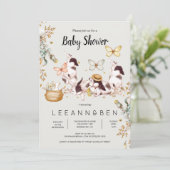 ベビーバニーズカントリー素朴ベビーシャワー招待状 招待状 (スタンド正面)