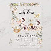 ベビーバニーズカントリー素朴ベビーシャワー招待状 招待状 (正面/裏面)