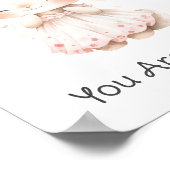 ベビーバニーピンクドレスフラワーズベビーガール子供部屋 ポスター (角)