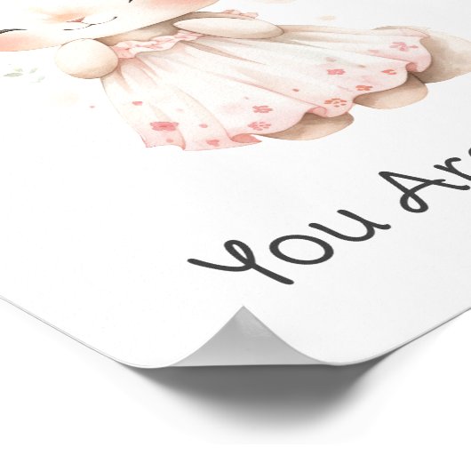 ベビーバニーピンクドレスフラワーズベビーガール子供部屋 ポスター (角)