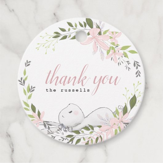 ベビーバニーフローラベビースシャワー フェイバータグ (正面)