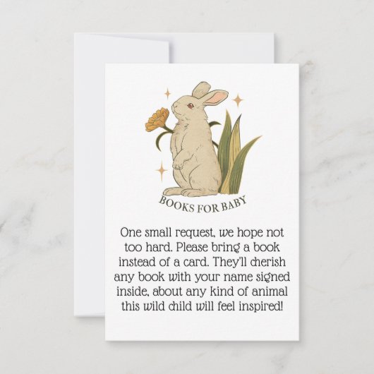 ベビーバニー赤ちゃんシャワー挿入カード用の本 招待状 (正面)