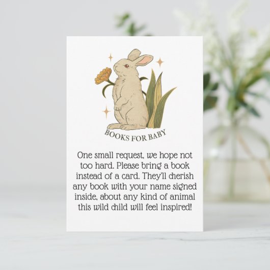 ベビーバニー赤ちゃんシャワー挿入カード用の本 招待状 (スタンド正面)