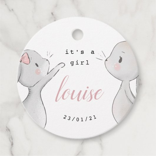 ベビーバニー赤ちゃんシャワー フェイバータグ (正面)