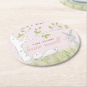 ベビーバニー赤ちゃんシャワー ラウンドペーパーコースター (アングル)