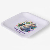 ベビーバニー間カラフル春の花誕生日 ペーパープレート (傾斜あり)