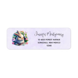 ベビーバニー間カラフル春の花 ラベル