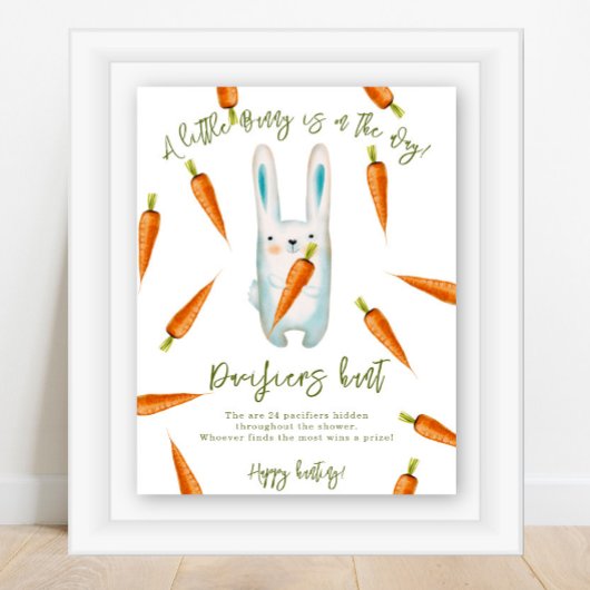ベビーバニー – おしゃぶり狩りゲーム赤ちゃんシャワー ポスター