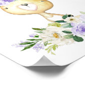 ベビーバニー、森林動物、ボホ、紫の花 ポスター (角)