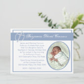 ベビーバプティスフォトブルー 招待状 (スタンド正面)