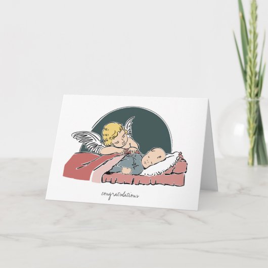 ベビーバプティスマグリーティングカードエンジェルタッキングベビー カード (正面)