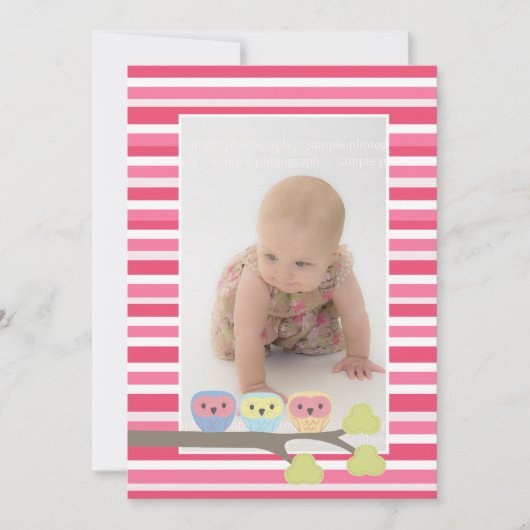 ベビーバプティスマス《キリスト教》洗礼式や命名式ピンクオールズフォト招待状 招待状 (正面)