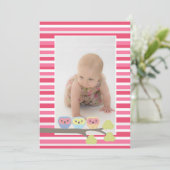 ベビーバプティスマス《キリスト教》洗礼式や命名式ピンクオールズフォト招待状 招待状 (スタンド正面)