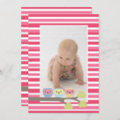 ベビーバプティスマス《キリスト教》洗礼式や命名式ピンクオールズフォト招待状 招待状 (正面/裏面)