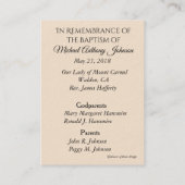 ベビーバプティスマル追悼エンジェルズホーリーカード 名刺 (裏面)