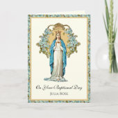 ベビーバプティスマル《キリスト教》洗礼式や命名式宗教ヴァージンメアリー カード (正面)