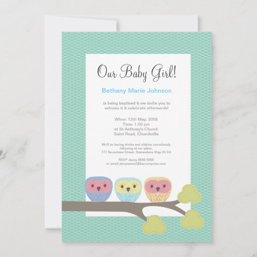 ベビーバプティスマ《キリスト教》洗礼式や命名式アクアオールスフォト招待状 招待状 (裏面)