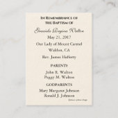 ベビーバプテスマリメンブランスガーディアンエンジェルホリーカード 名刺 (裏面)