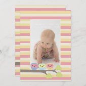 ベビーバプテスマ《キリスト教》洗礼式や命名式ピンクドルフィンフォト招待状 招待状 (正面/裏面)