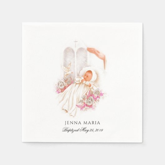 ベビーバプテスマ《キリスト教》洗礼式や命名式宗教伝統的 スタンダードカクテルナプキン (正面)
