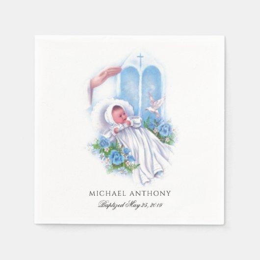 ベビーバプテスマ《キリスト教》洗礼式や命名式宗教伝統的 スタンダードカクテルナプキン (正面)