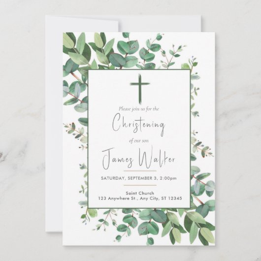 ベビーバプテスマ《キリスト教》洗礼式や命名式招待状 招待状 (正面)