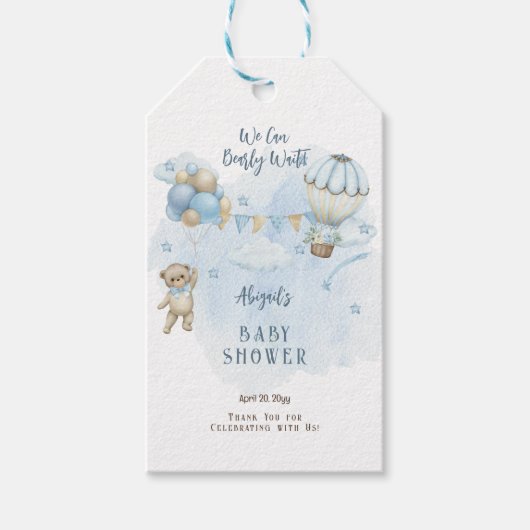 ベビーバルーズボーイバーリーベイビーシャワー待ち ギフトタグ (正面)