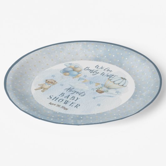 ベビーバルーズボーイバーリーベイビーシャワー待ち ペーパープレート (アングル)