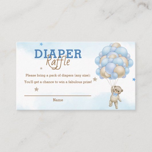 ベビーバルーンベビーシャワーおむつラッフル エンクロージャーカード (正面)