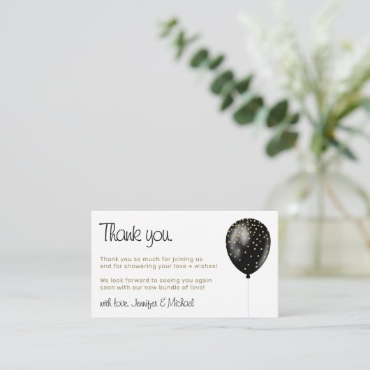 ベビーバルーン水玉模様スパークルズグリッツサンキュー エンクロージャーカード (スタンド正面)