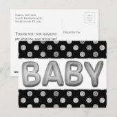 ベビーバルーン |シルバーユニセックスシャワーまたはリビール ポストカード (正面/裏面)